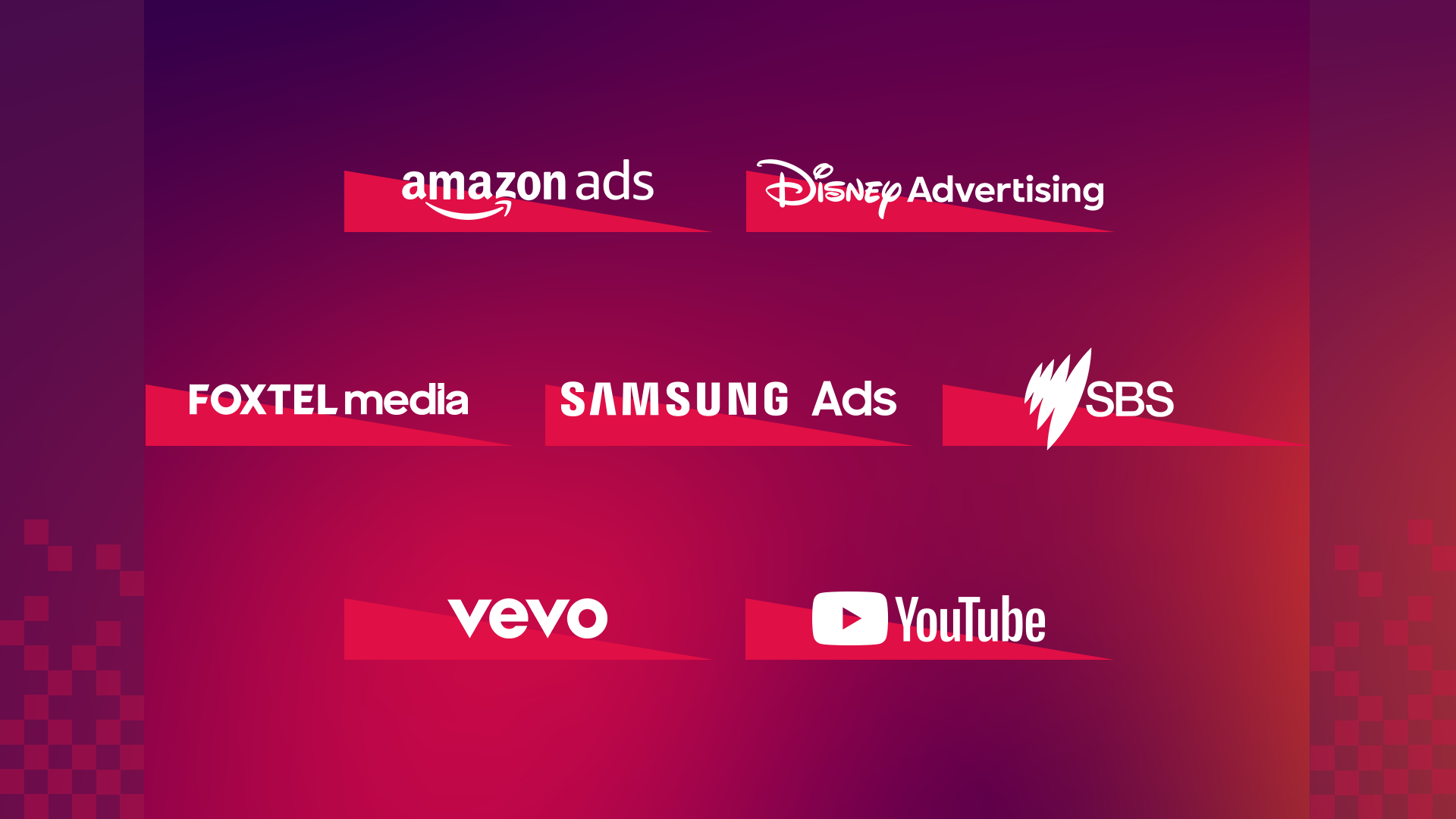 The VFC members: Amazon Advertising, Disney Advertising, Foxtel Media, Samsung Ads, SBS on Demand, Vevo and YouTube.